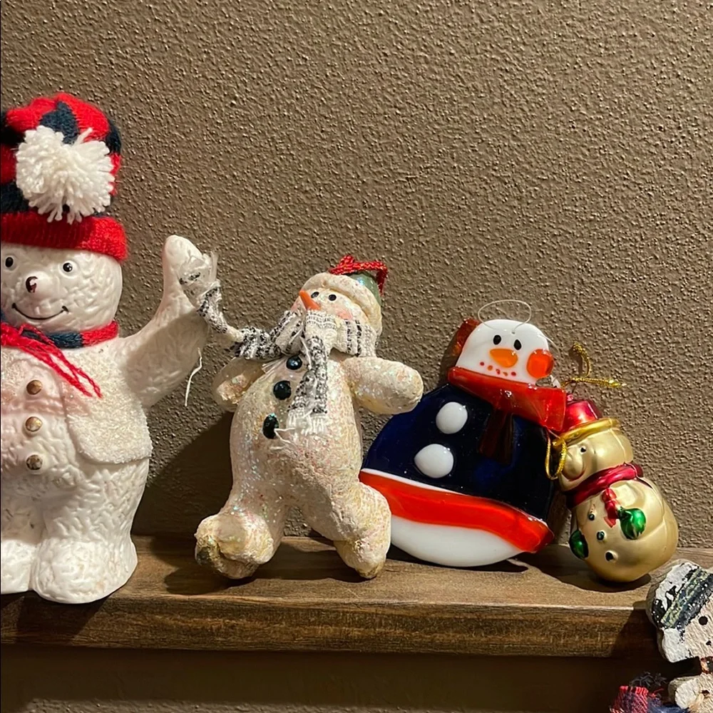 Vintage Festive Snowman Holiday Decor Lot